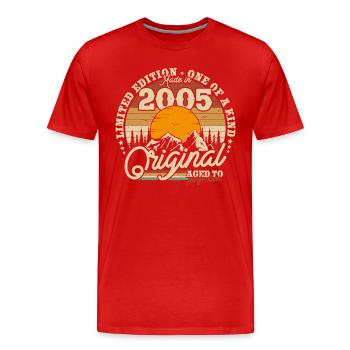 Vintage 2005 Cadeau d’anniversaire - T-shirt bio Premium Homme - rouge - Devant - Damien (186cm)