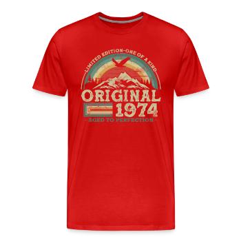 Jubiläum 1974 - Männer Premium Bio T-Shirt - Rot - Vorne - Damien (186cm)