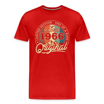 Millésime 1966 Anniversaire Rétro - T-shirt bio Premium Homme - rouge - Devant - Damien (186cm)