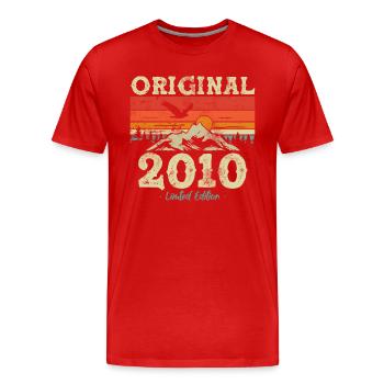 Geburtstagsgeschenk 2010 13/14 Jahre - Männer Premium Bio T-Shirt - Rot - Vorne - Damien (186cm)