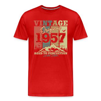 Original 1957 Vintage Birthday Retro - T-shirt bio Premium Homme - rouge - Devant - Damien (186cm)
