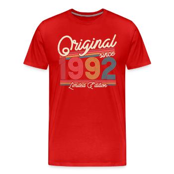Vintage 1992 Geburtstagsgeschenk - Männer Premium Bio T-Shirt - Rot - Vorne - Damien (186cm)