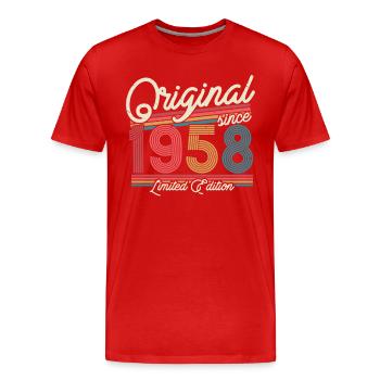 Geburtstagsgeschenk 1958 - 65/66 Jahre - Männer Premium Bio T-Shirt - Rot - Vorne - Damien (186cm)