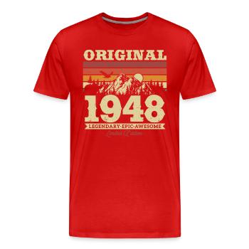 Vintage 1948 Gift 75/76 Years - Men's Premium Organic T-Shirt - red - Front - Damien (186cm)