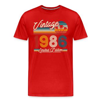 Vintage 1986 Geburtstagsgeschenk - Männer Premium Bio T-Shirt - Rot - Vorne - Damien (186cm)
