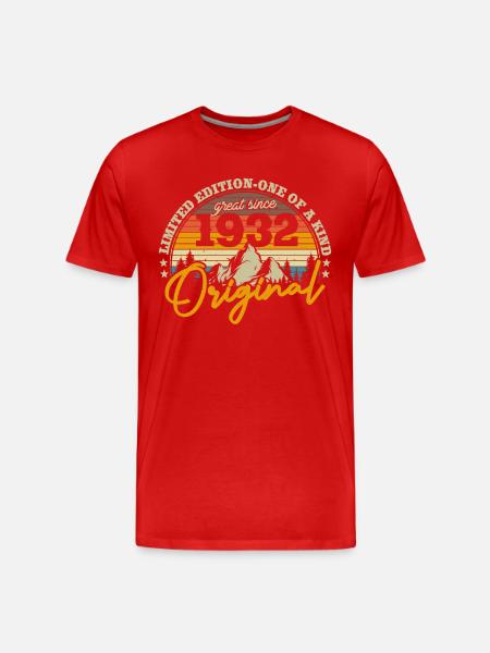 Cadeau 91/92 Anniversaire 1932 Millésime - T-shirt bio Premium Homme - rouge