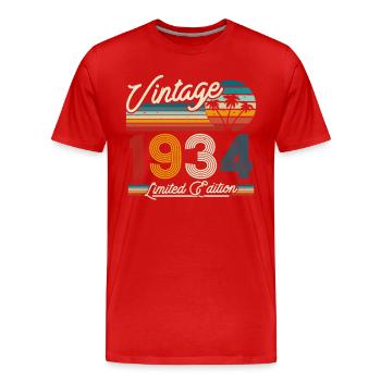 Vintage 1934 Geburtstagsgeschenk - Männer Premium Bio T-Shirt - Rot - Vorne - Damien (186cm)