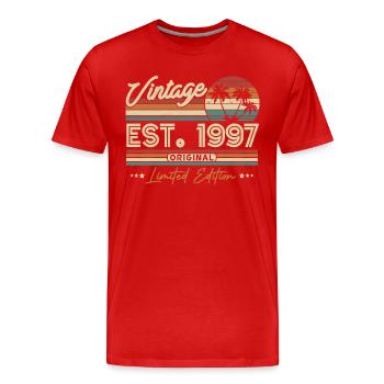 Jahrgangsgeschenk 1997, 26/27 Jahre - Männer Premium Bio T-Shirt - Rot - Vorne - Damien (186cm)