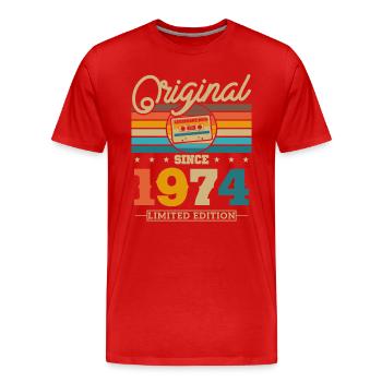 Original 1974 Birthday Vintage - Men's Premium Organic T-Shirt - red - Front - Damien (186cm)