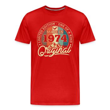 Nostalgie Geburtstagsgeschenk '74 - Männer Premium Bio T-Shirt - Rot - Vorne - Damien (186cm)