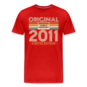 Année légendaire de naissance 2011 - T-shirt bio Premium Homme - rouge - Devant - Damien (186cm)