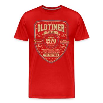 Vintage 1970 - Zeitloses Geschenk - Männer Premium Bio T-Shirt - Rot - Vorne - Damien (186cm)