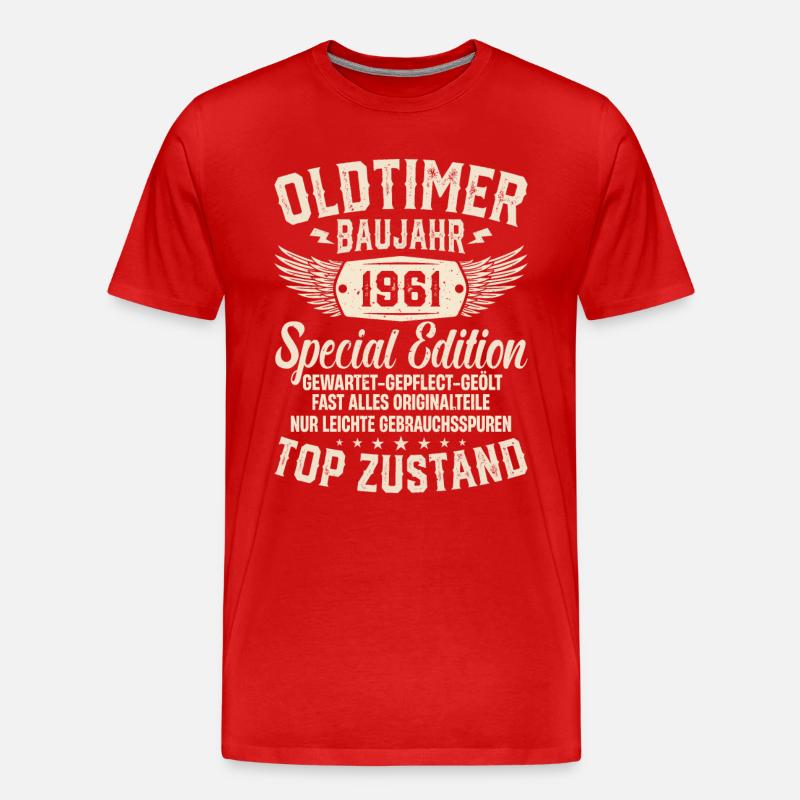 Nostalgisches Geschenk '61er Oldtimer - Männer Premium Bio T-Shirt - Rot