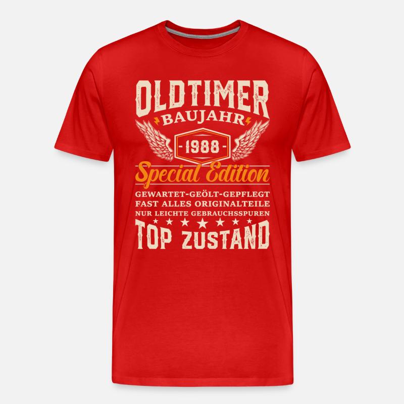 1988 Oldtimer Geschenk - Männer Premium Bio T-Shirt - Rot