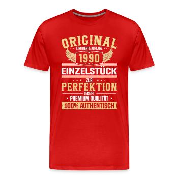 Jahrgang 1990 Geschenkideen - Männer Premium Bio T-Shirt - Rot - Vorne - Damien (186cm)