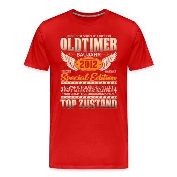 Glänzende Jahrgangsschätze 2012 - Männer Premium Bio T-Shirt - Rot - Vorne - Damien (186cm)
