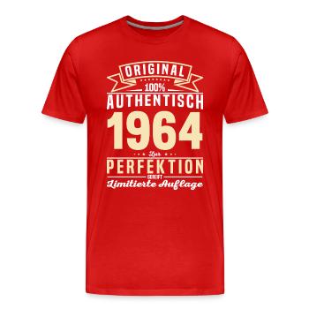 Authentisches 1964 Geburtstagsgeschen - Männer Premium Bio T-Shirt - Rot - Vorne - Damien (186cm)