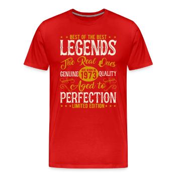 Legendary 50/51 - 1973 Birthday Anniversary - Men's Premium Organic T-Shirt - red - Front - Damien (186cm)