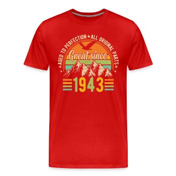 1943 Vintage Geburtstag - Männer Premium Bio T-Shirt - Rot - Vorne - Damien (186cm)