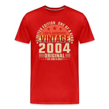2004 - Millésime Naissance - T-shirt bio Premium Homme - rouge - Devant - Damien (186cm)