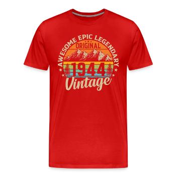 1944 Geburtstagsshirt - Vintage Geschenkidee - Männer Premium Bio T-Shirt - Rot - Vorne - Damien (186cm)