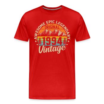 1994 - 30 Years - Vintage Birthday - Men's Premium Organic T-Shirt - red - Front - Damien (186cm)