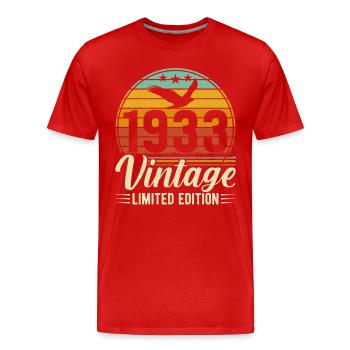 90th Birthday Vintage 1933: Legendary! - Men's Premium Organic T-Shirt - red - Front - Damien (186cm)