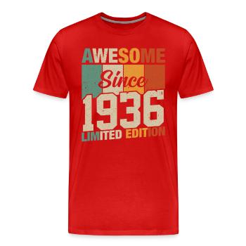 1936 - Zeitloser Jahrgang - Männer Premium Bio T-Shirt - Rot - Vorne - Damien (186cm)