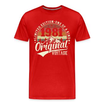 Élégant 1981 : un hommage d’anniversaire vintage - T-shirt bio Premium Homme - rouge - Devant - Damien (186cm)