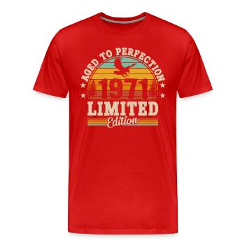1971 - Ein legendäres Jahr - Männer Premium Bio T-Shirt - Rot - Vorne - Damien (186cm)