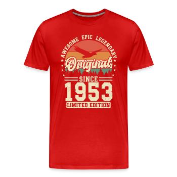 1953: Zeitlose Eleganz - Männer Premium Bio T-Shirt - Rot - Vorne - Damien (186cm)