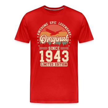 1943: Zeitlos Legendär - Männer Premium Bio T-Shirt - Rot - Vorne - Damien (186cm)