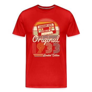 Retro Birthday 1933 - Men's Premium Organic T-Shirt - red - Front - Damien (186cm)