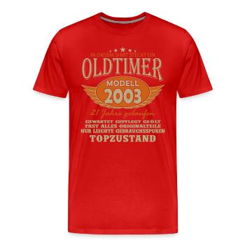 Legendärer 21. Geburtstag 2003 - Männer Premium Bio T-Shirt - Rot - Vorne - Damien (186cm)