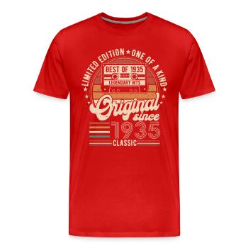 Vintage 1935 Geburtstag - Männer Premium Bio T-Shirt - Rot - Vorne - Damien (186cm)