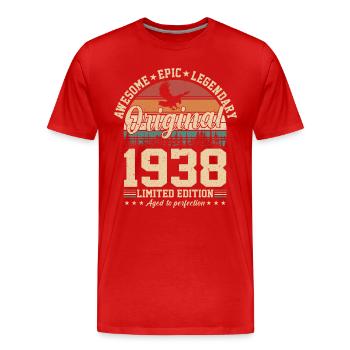 Vintage 1938 Birthday - Männer Premium Bio T-Shirt - Rot - Vorne - Damien (186cm)