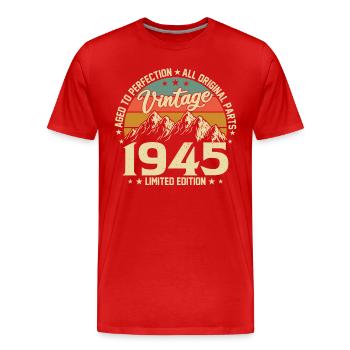 79. Geburtstag Vintage 1945 Retro - Männer Premium Bio T-Shirt - Rot - Vorne - Damien (186cm)