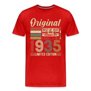 Vintage Geburtstagsfreude 1935 - Männer Premium Bio T-Shirt - Rot - Vorne - Damien (186cm)
