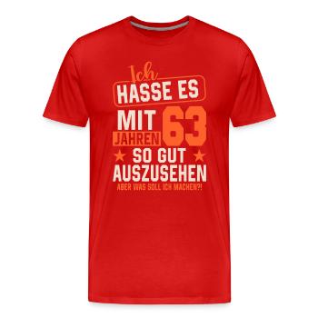 Legendärer 63. Geburtstagsspruch - Männer Premium Bio T-Shirt - Rot - Vorne - Damien (186cm)
