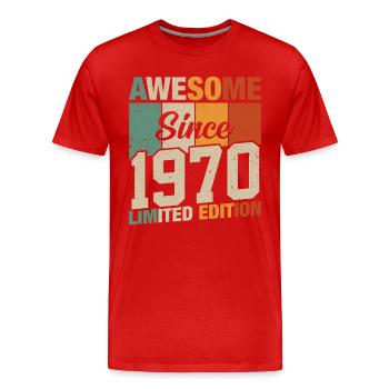 Vintage des années 1970 Vintage cadeau d’anniversaire - T-shirt bio Premium Homme - rouge - Devant - Damien (186cm)