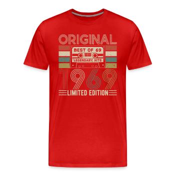 Born Legends 1969 - Men's Premium Organic T-Shirt - red - Front - Damien (186cm)