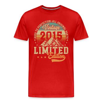 Retro Geburtstagsfreude 2015 - Männer Premium Bio T-Shirt - Rot - Vorne - Damien (186cm)