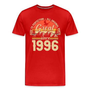 1996 Geburtstagsgeschenk 1996 Jahrgang 1996 Geschenk - Männer Premium Bio T-Shirt - Rot - Vorne - Damien (186cm)