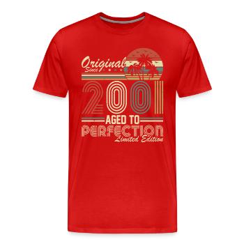 Originelles 2001 Jahrgang Vintage Geburtstag Retro - Männer Premium Bio T-Shirt - Rot - Vorne - Damien (186cm)