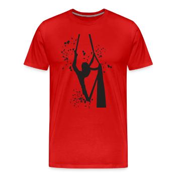 Tissu vertical acrobaties aériennes soie aérienne - T-shirt bio Premium Homme - rouge - Devant - Damien (186cm)