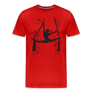 Tissu vertical acrobaties aériennes soie aérienne - T-shirt bio Premium Homme - rouge - Devant - Damien (186cm)
