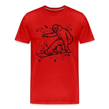 Snowboarder Snowboarding Snowboard - Men's Premium Organic T-Shirt - red - Front - Damien (186cm)