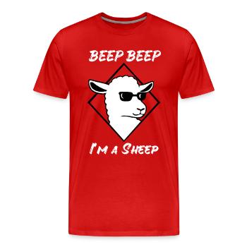 Sheep Beep Beep I ma Sheep Sunglasses Cool - Men's Premium Organic T-Shirt - red - Front - Damien (186cm)