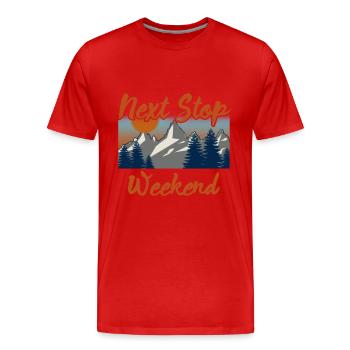 Tee-shirt week-end prochain arrêt - T-shirt bio Premium Homme - rouge - Devant - Damien (186cm)