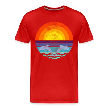 Delfin Mer Coucher de soleil - T-shirt bio Premium Homme - rouge - Devant - Damien (186cm)
